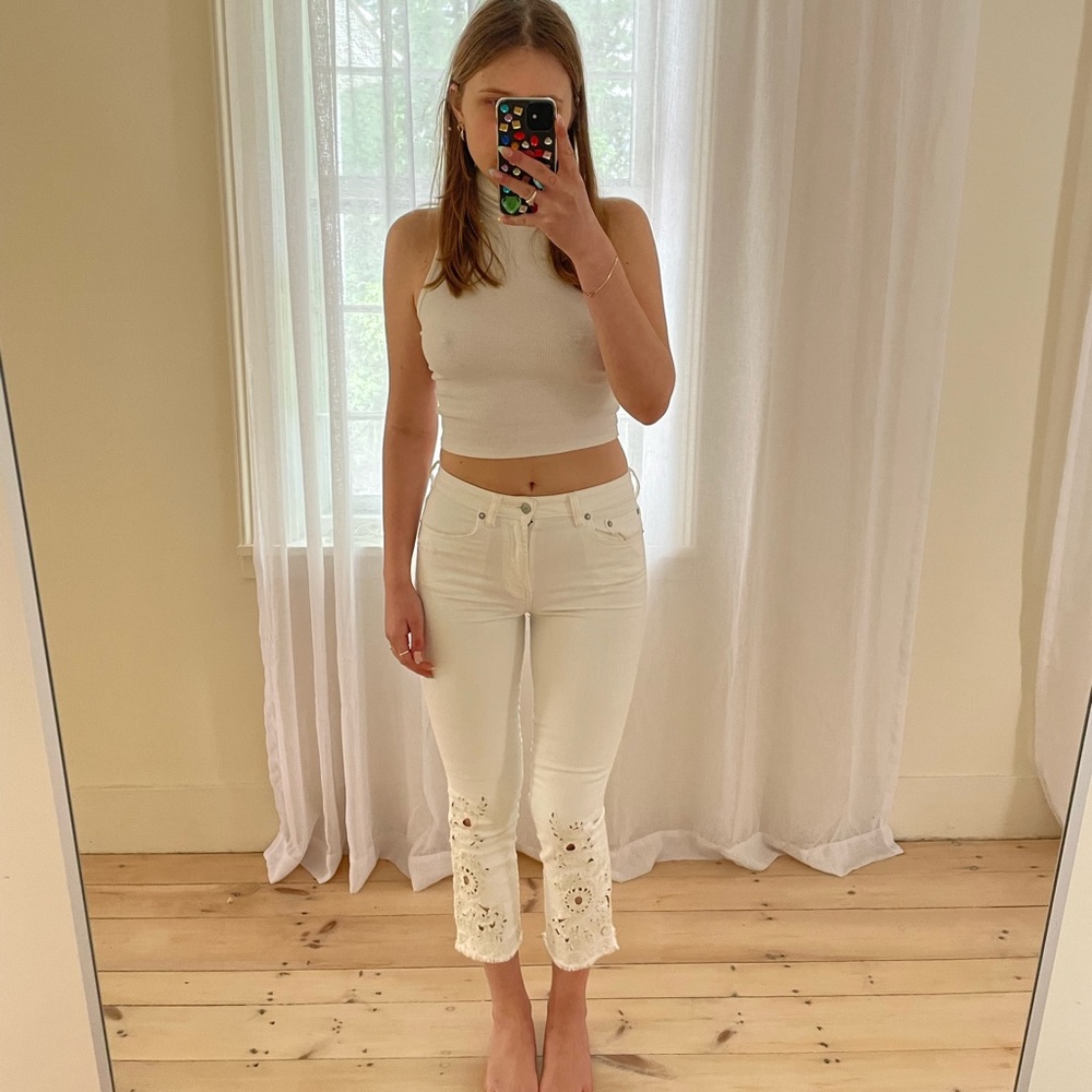 Stunning cut out/embroidered FP jeans